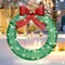 Lighted-up Christmas Wreath Bow with Lights 31.5" Prelit Outdoor Christmas Wreath Metal Holiday Decoration, Lighted Artificial Green Wreath with LED Lights, Lighted Christmas Indoor Home Display